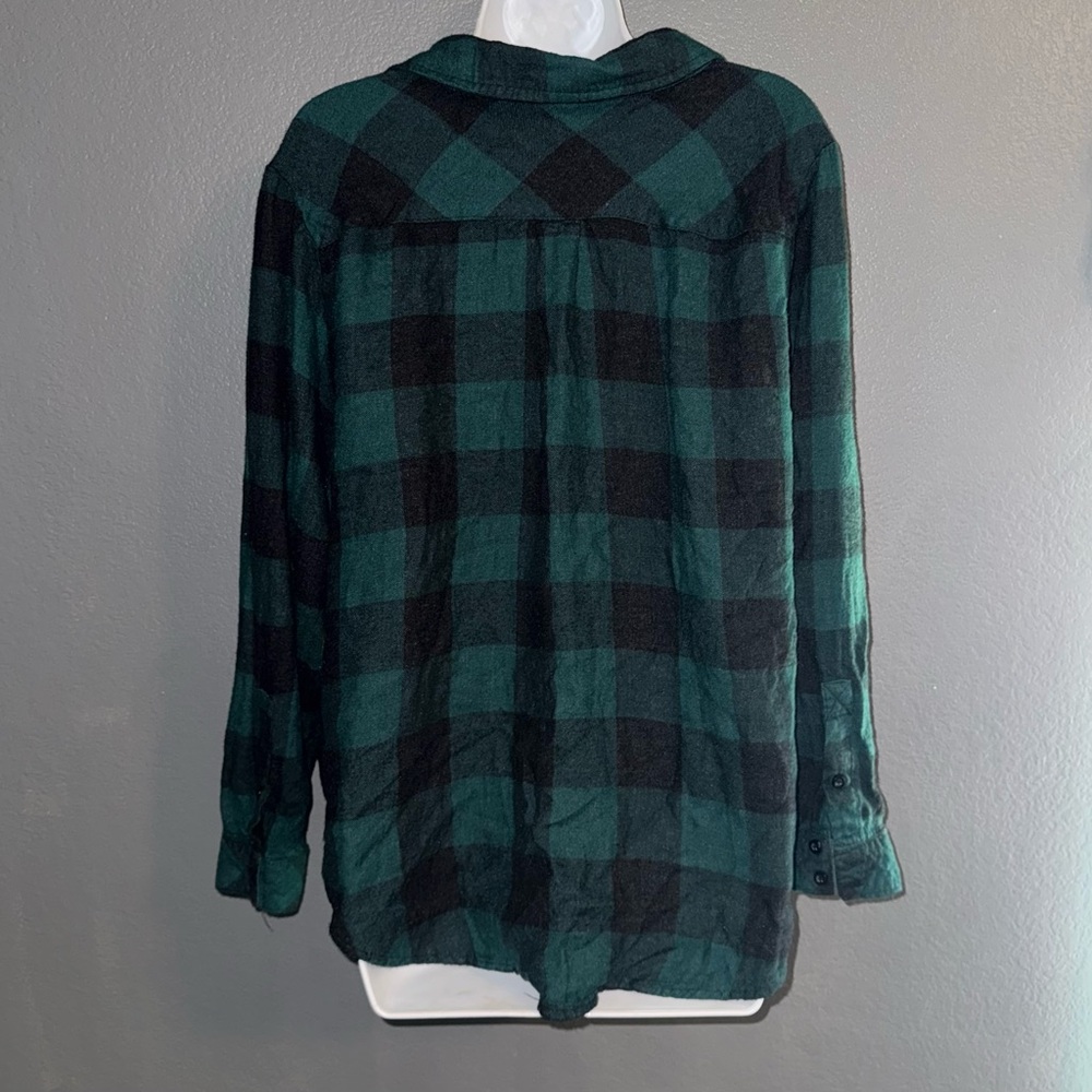 Torrid Green Gingham Soft Spring Long Sleeve Flannel Shirt Womens Large XL 1X - Picture 5 of 7